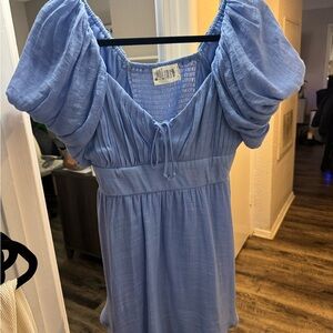 Blue Puff Sleeve Dress